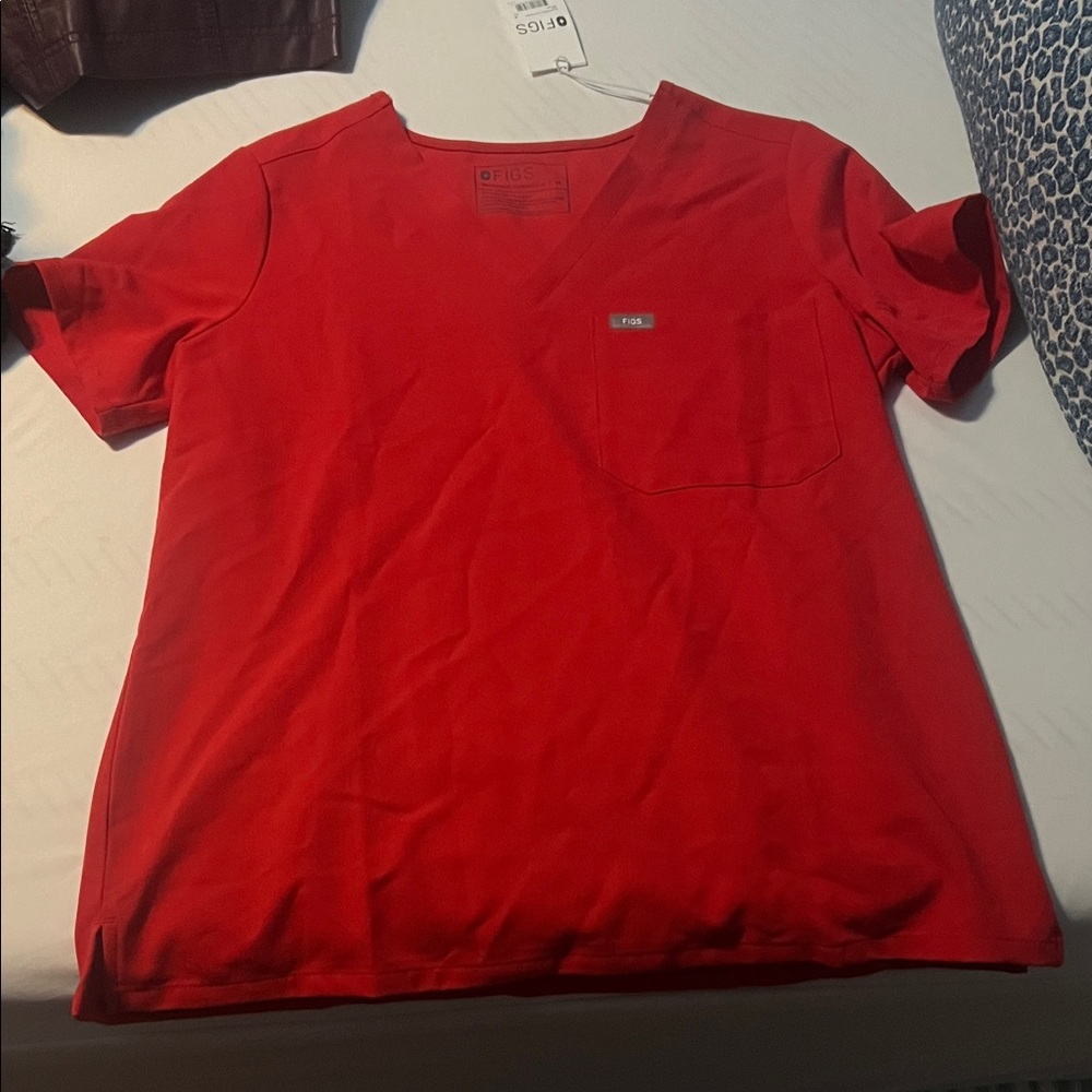 Figs Pop Red Scrub Top